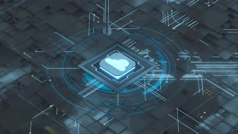 Chip and cloud computing, subject of science and technology, 3d rendering. Stock Footage 155483768