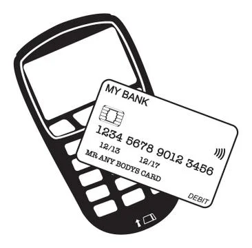Chip And Pin Machine And Card Silhouette Stock Illustration