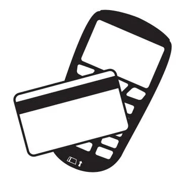 Chip And Pin Machine With Card Silhouette Stock Illustration