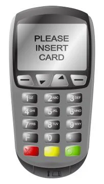 Chip And Pin Machine Please Insert Card Stock Illustration