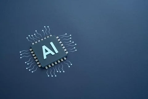 Chip with artificial intelligence. Symbol of future technology, robotics, mac Stock Photos