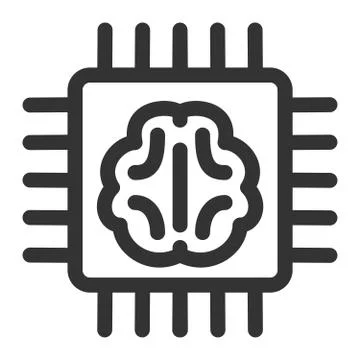 Chip with artificial mind inside. Artificial intelligence, Stock Illustration