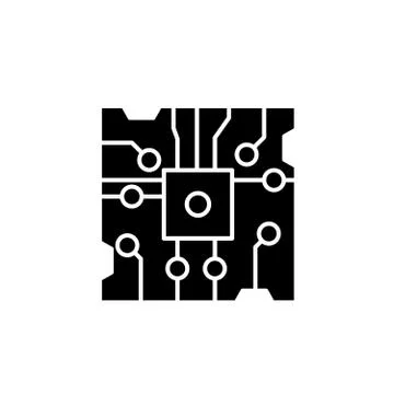 Chip black icon, vector sign on isolated background. Chip concept symbol Stock Illustration