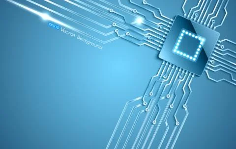 Chip on blue background 库存插图