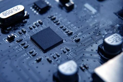 Chip board and processor technology digital close up Foto stock