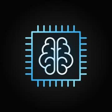 Chip with brain vector creative icon in outline style 스톡 일러스트
