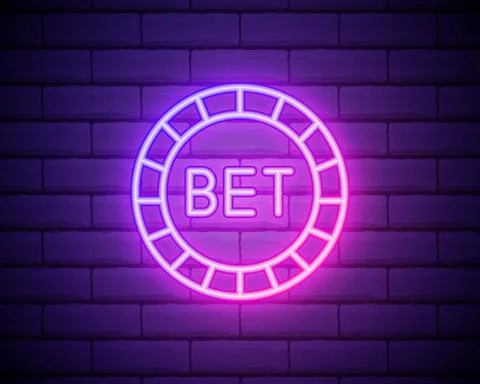 Chip in the casino neon icon. Elements of web set. Simple icon for websites,  Stock Illustration