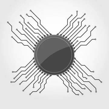 Chip with circuit board. Vector illustration. Stock Illustration