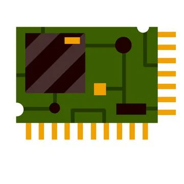 Chip. Computer accessories. Green microchip. The microprocessor 스톡 일러스트