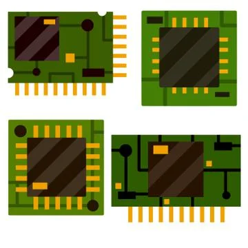Chip. Computer accessories. The microprocessor and microcircuit icon. Stock Illustration