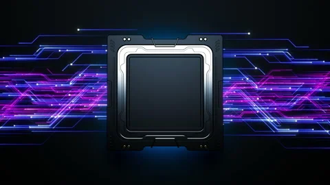 Chip with contour illumination . animation on the theme of computer technolog Stock-Footage 223244435