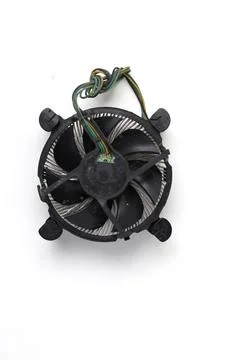 Chip cooler isolated on white background, processor fan, top view, good for.. Stock Photos