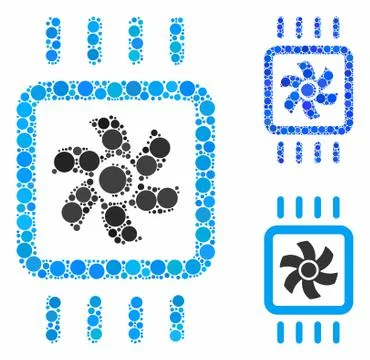 Chip cooling Composition Icon of Spheric Items Illustrazione stock