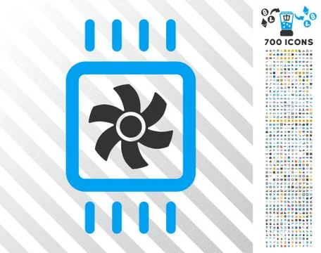 Chip Cooling Flat Icon with Bonus Illustrazione stock