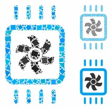 Chip cooling Mosaic Icon of Bumpy Parts Stock Illustration