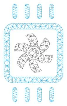 Chip Cooling Polygonal Frame Vector Mesh Illustration Stockillustratie