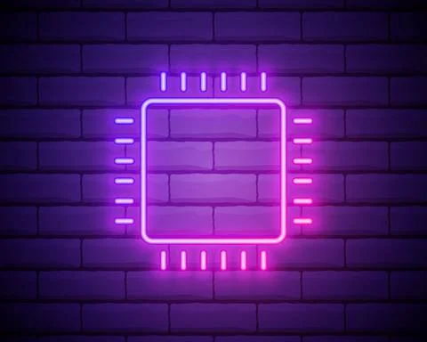 Chip, core neon icon. Simple thin line, outline vector of web design developm Stock Illustration