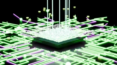 Chip CPU GPU technology concept bg able to loop endless Stock Footage 336672212