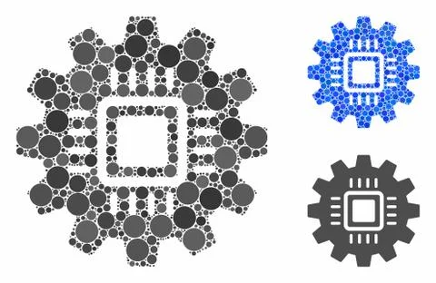 Chip development gear Composition Icon of Round Dots 스톡 일러스트