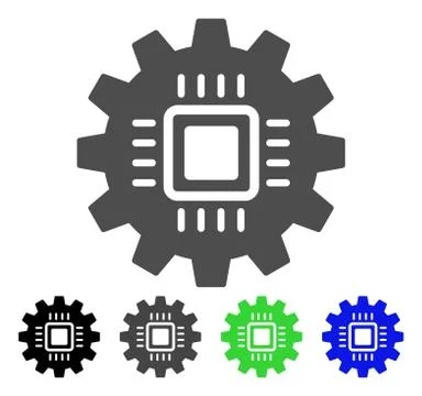 Chip Development Gear Flat Icon Stock Illustration