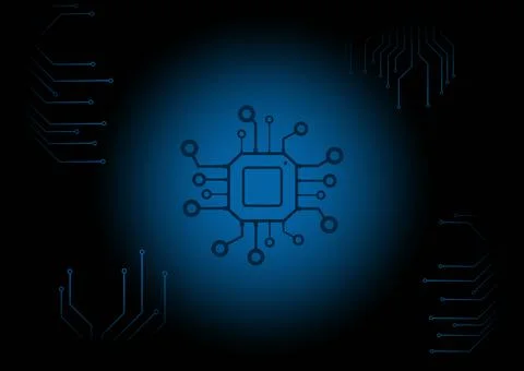 Chip with digital circuits background Illustrazione stock