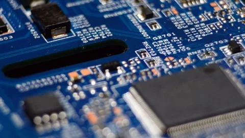 Chip with electronic components. Close-up of ICs, Stock Footage 102057700