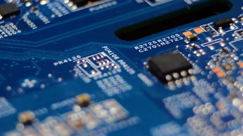 Chip with electronic components. Close-up of ICs, Stock Footage 102057964