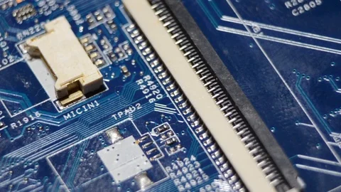 Chip with electronic components. Close-up of ICs, Stock Footage 102058019