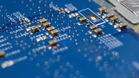 Chip with electronic components. Close-up of ICs, Stock Footage 102058074