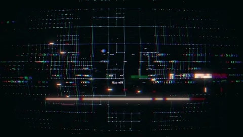 Chip Electronic Data Circuit Simulation Noise Glitch Monitor. Visual Effect Stock Footage 285380974