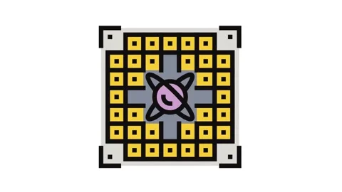 Chip entangled qubits quantum computer color icon animation Stock Footage 326115933