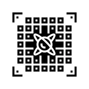 Chip entangled qubits quantum computer glyph icon vector illustration Stock Illustration