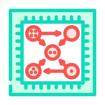 Chip entangled qubits quantum computer color icon vector illustration イラスト素材