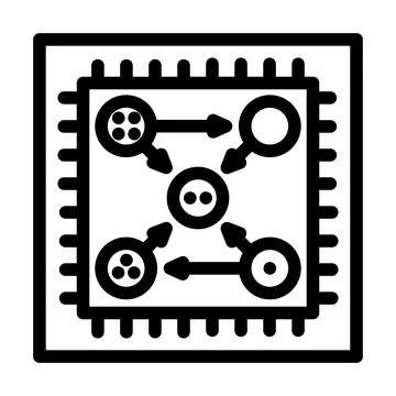 Chip entangled qubits quantum computer line icon vector illustration イラスト素材