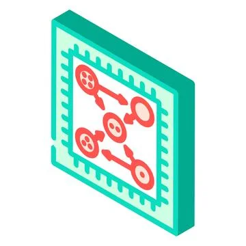 Chip entangled qubits quantum computer isometric icon vector illustration Stock Illustration