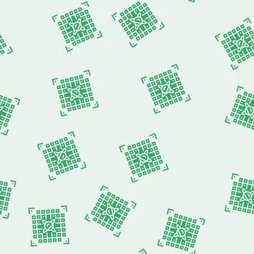 Chip entangled qubits quantum computer glyph seamless pattern Stock-Illustration