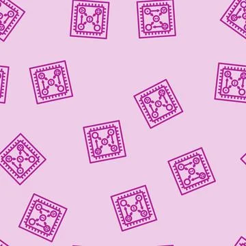 Chip entangled qubits quantum computer line vector seamless pattern Stock-Illustration