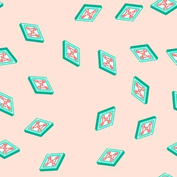 Chip entangled qubits quantum computer isometric icon seamless pattern Stock Illustration