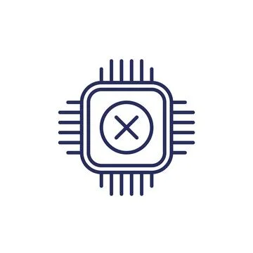 Chip failure or microchip error line icon 스톡 일러스트