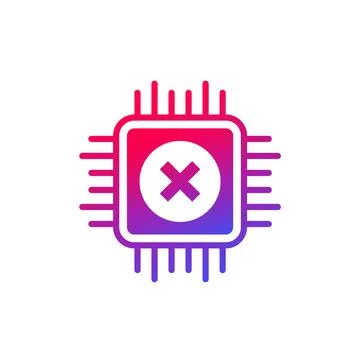 Chip failure or microchip error icon Stock Illustration