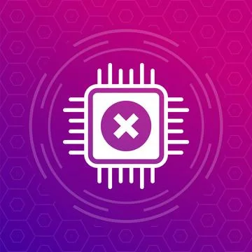 Chip failure or microchip error icon for web 스톡 일러스트