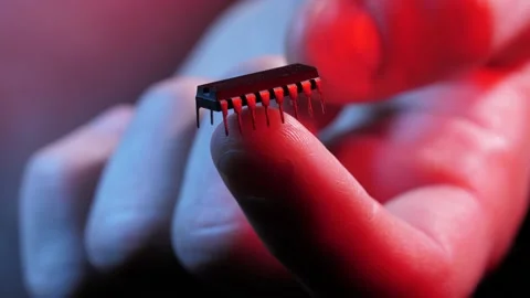 Chip on a finger of a man looks like a bug Stock Footage 130770327