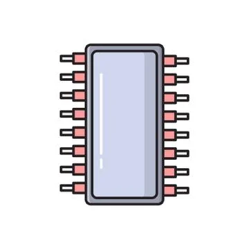 Chip flat color icon Stock Illustration