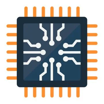 Chip flat icon, circuit board and cpu Illustrazione stock