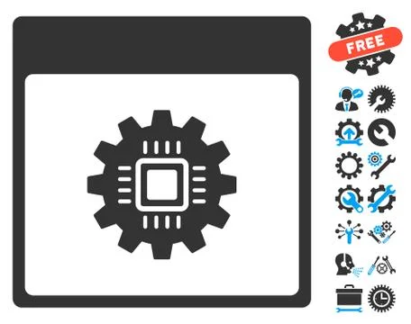 Chip Gear Calendar Page Vector Icon With Bonus Ilustração Stock