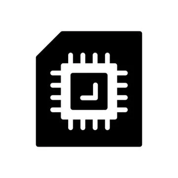 Chip glyph flat icon 스톡 일러스트