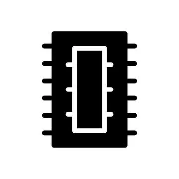 Chip glyph flat icon Stock Illustration