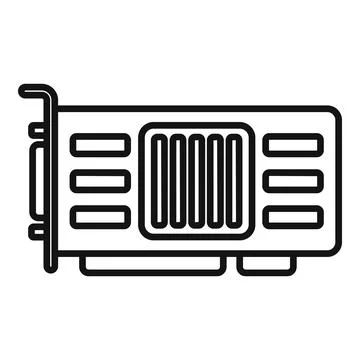 Chip gpu card icon outline vector. Graphic pc Stock Illustration