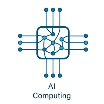 Chip icon with ai neural network inside 스톡 일러스트