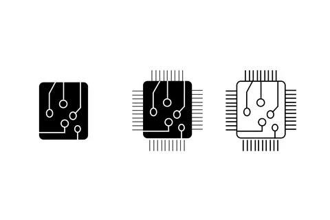 Chip icon. CPU sign. Processor symbol. Microchip icons. Microprocessor symbols. Stock Illustration